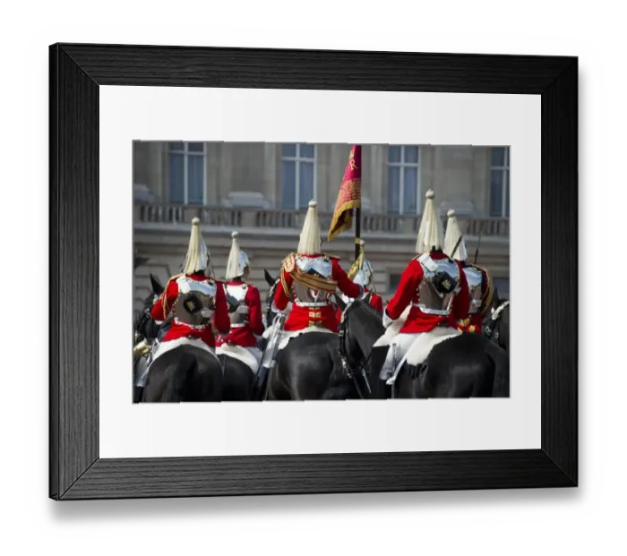 Framed Print : Household Cavalry mounted troopers in ceremonial uniforms, Changing of the Guard outside palace, Buckingham Palace Framed Print : Household Cavalry mounted troopers in ceremonial uniforms, Changing of the Guard outside palace, Buckingham Palace