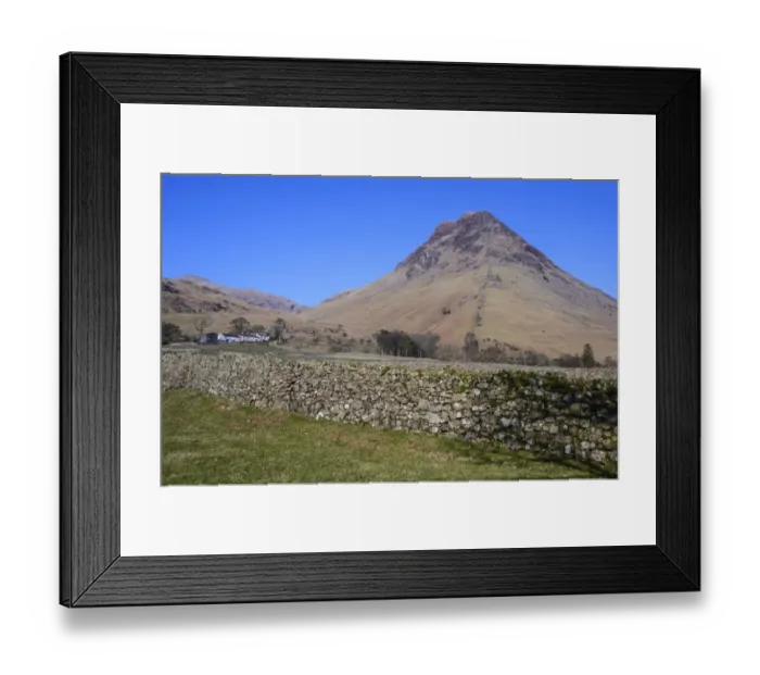 Framed Print : View over drystone wall towards fell, Yewbarrow, Bowderdale, Wasdale Valley, Lake District N. P Framed Print : View over drystone wall towards fell, Yewbarrow, Bowderdale, Wasdale Valley, Lake District N. P