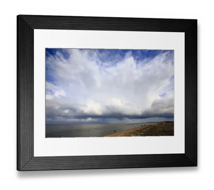 Framed Print : Approaching snow clouds over estuary habitat, Snettisham RSPB Reserve, The Wash, Norfolk, England, March Framed Print : Approaching snow clouds over estuary habitat, Snettisham RSPB Reserve, The Wash, Norfolk, England, March