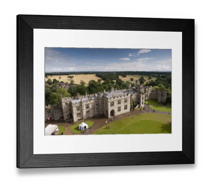 Framed Print : Residential buildings of medieval castle converted into country house, with surrounding countryside, Warwick Castle Framed Print : Residential buildings of medieval castle converted into country house, with surrounding countryside, Warwick Castle