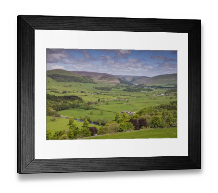 Framed Print : View across valley landscape with river, River Hodder, Hodder Valley, Forest of Bowland, Lancashire, England, June Framed Print : View across valley landscape with river, River Hodder, Hodder Valley, Forest of Bowland, Lancashire, England, June