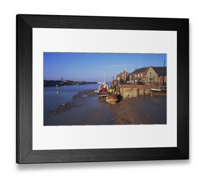 Framed Print : View of old quayside buildings and boats, Purfleet Quay, River Great Ouse, Kings Lynn, Norfolk, England Framed Print : View of old quayside buildings and boats, Purfleet Quay, River Great Ouse, Kings Lynn, Norfolk, England