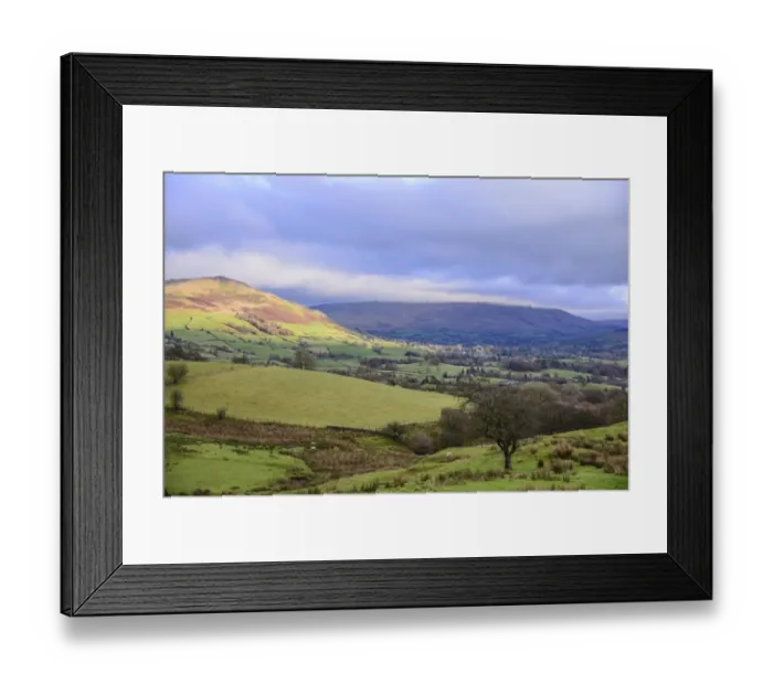 Framed Print : View of pasture and fells, near Sedbergh, Cumbria, England, November