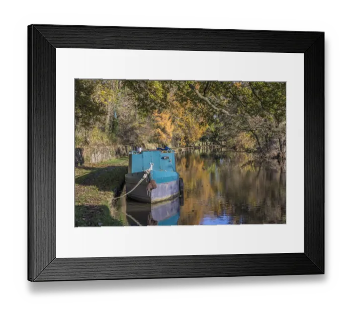 Framed Print : Narrowboat moored on canal, Lancaster Canal, near Cockerham, Lancaster, Lancashire, England, November Framed Print : Narrowboat moored on canal, Lancaster Canal, near Cockerham, Lancaster, Lancashire, England, November
