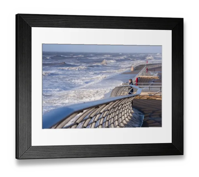 Framed Print : Stormy sea and promenade in seaside resort town, Blackpool, Lancashire, England, January Framed Print : Stormy sea and promenade in seaside resort town, Blackpool, Lancashire, England, January
