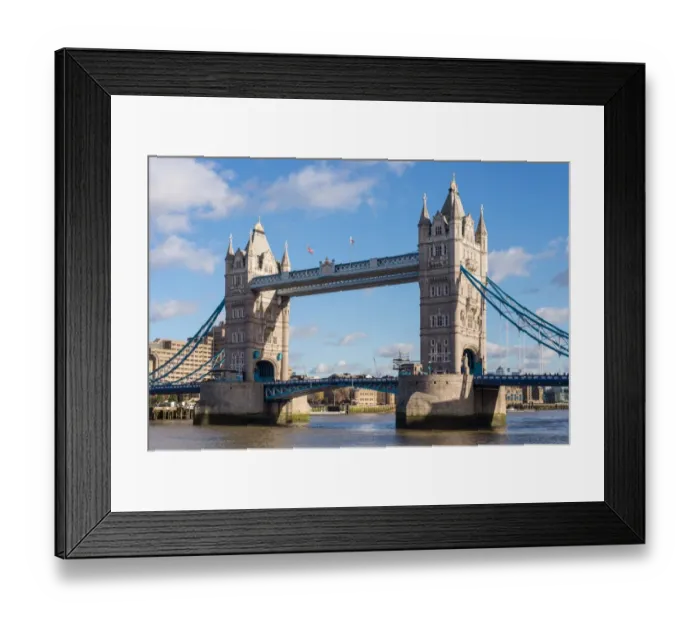 Framed Print : Bascule bridge on river in city, Tower Bridge, River Thames, London, England, January