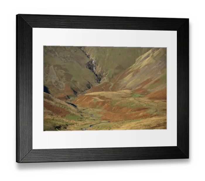 Framed Print : View of fell valley with waterfall in distance, Cautley Crag and Yarlside with Cautley Spout inbetween, Sedbergh Framed Print : View of fell valley with waterfall in distance, Cautley Crag and Yarlside with Cautley Spout inbetween, Sedbergh