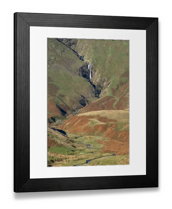 Framed Print : View of fell valley with waterfall in distance, Cautley Crag and Yarlside with Cautley Spout inbetween, Sedbergh Framed Print : View of fell valley with waterfall in distance, Cautley Crag and Yarlside with Cautley Spout inbetween, Sedbergh