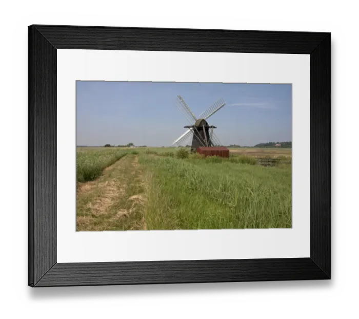 Framed Print : View of restored windpump in wetland habitat, Herringfleet Windpump (Walkers Mill), Herringfleet, River Waveney