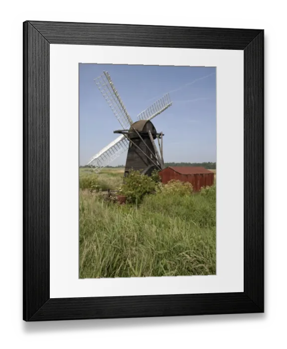 Framed Print : View of restored windpump in wetland, Herringfleet Windpump (Walkers Mill), Herringfleet, River Waveney Framed Print : View of restored windpump in wetland, Herringfleet Windpump (Walkers Mill), Herringfleet, River Waveney