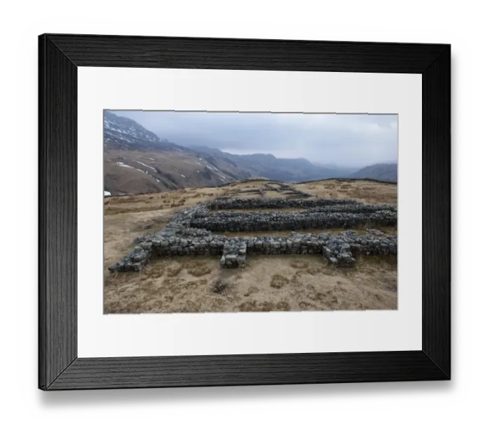 Framed Print : Remains of isolated Roman fort in upland, Hardknott Roman Fort (Mediobodgdum), Hardknott Pass, Eskdale Valley