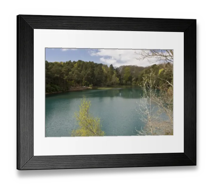 Framed Print : View of flooded former ball-clay pit, Blue Pool, Furzebrook Estate, Isle of Purbeck, Dorset, England, May