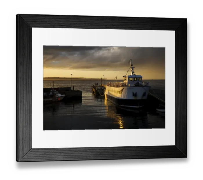 Framed Print : Pentland Venture passenger ferry moored in harbour at sunset, John o Groats, Caithness, Highlands, Scotland, August Framed Print : Pentland Venture passenger ferry moored in harbour at sunset, John o Groats, Caithness, Highlands, Scotland, August