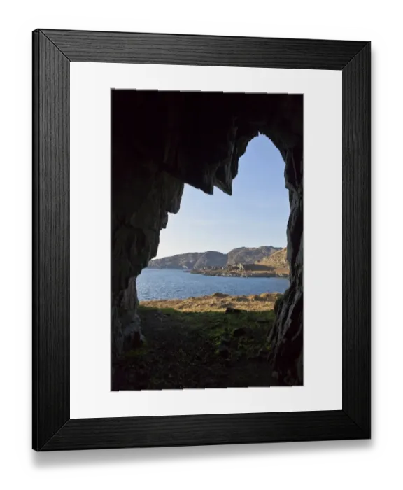 Framed Print : View of northwest coastline from cave, looking towards Scarba and Gulf of Corryvreckan, Isle of Jura, Inner Hebrides Framed Print : View of northwest coastline from cave, looking towards Scarba and Gulf of Corryvreckan, Isle of Jura, Inner Hebrides