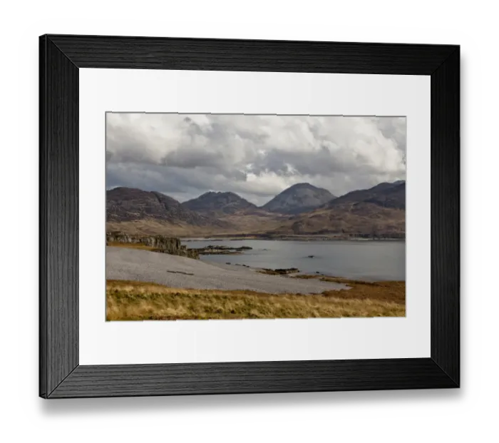Framed Print : View of raised beach and sea loch, with Corra Bheinn and Beinn Shiantaidh, Paps of Jura in background, Ruantallan Framed Print : View of raised beach and sea loch, with Corra Bheinn and Beinn Shiantaidh, Paps of Jura in background, Ruantallan