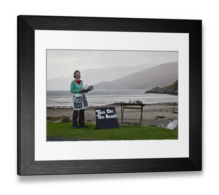 Framed Print : Georgina Kitching serving tea at Tea on the Beach, Inverlussa Bay, Isle of Jura, Inner Hebrides, Scotland Framed Print : Georgina Kitching serving tea at Tea on the Beach, Inverlussa Bay, Isle of Jura, Inner Hebrides, Scotland
