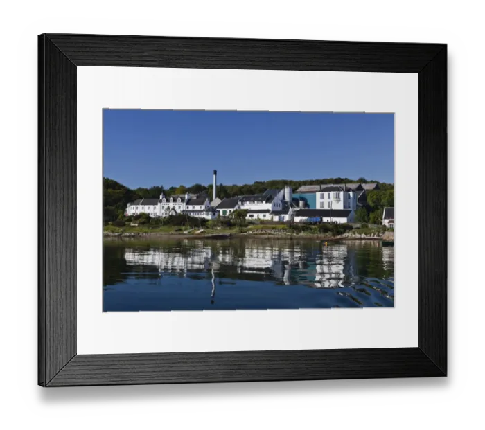 Framed Print : View of coastal village, Jura Hotel, Jura Distillery, Lodge and Cooperage viewed from sea, Craighouse, Isle of Jura Framed Print : View of coastal village, Jura Hotel, Jura Distillery, Lodge and Cooperage viewed from sea, Craighouse, Isle of Jura