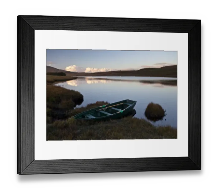 Framed Print : Small rowing boat moored at edge of reservoir, Ardlussa Fishing Loch, Isle of Jura, Inner Hebrides, Scotland Framed Print : Small rowing boat moored at edge of reservoir, Ardlussa Fishing Loch, Isle of Jura, Inner Hebrides, Scotland