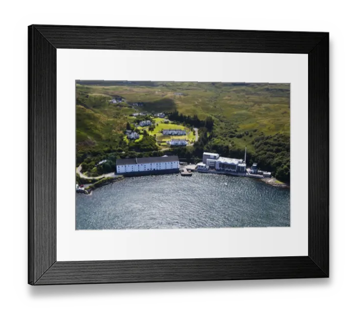Framed Print : Aerial view of coastline with village and whisky distillery, Caol Ila Distillery, Sound of Islay, Isle of Islay Framed Print : Aerial view of coastline with village and whisky distillery, Caol Ila Distillery, Sound of Islay, Isle of Islay