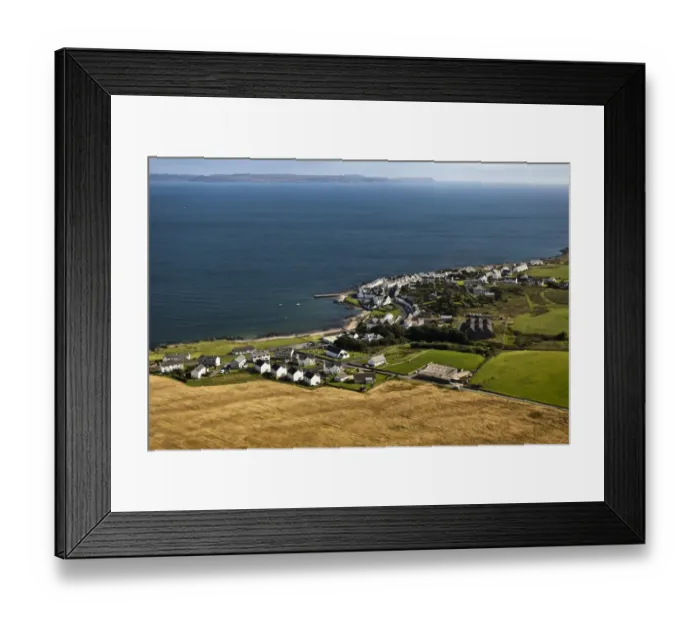 Framed Print : Aerial view of coastline and village, Port Charlotte, Isle of Islay, Inner Hebrides, Scotland Framed Print : Aerial view of coastline and village, Port Charlotte, Isle of Islay, Inner Hebrides, Scotland