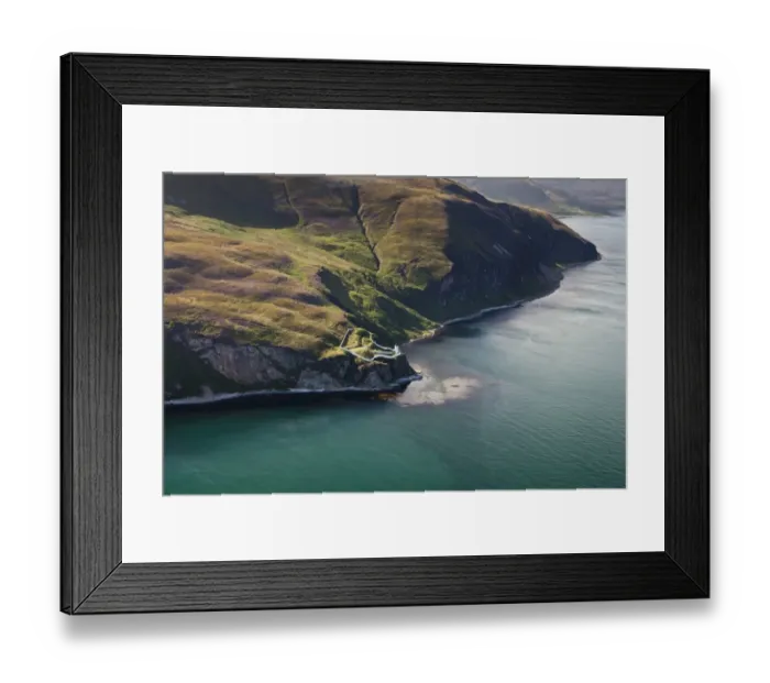 Framed Print : Aerial view of coastline and lighthouse, MacArthurs Head Lighthouse, Isle of Islay, Inner Hebrides, Scotland Framed Print : Aerial view of coastline and lighthouse, MacArthurs Head Lighthouse, Isle of Islay, Inner Hebrides, Scotland