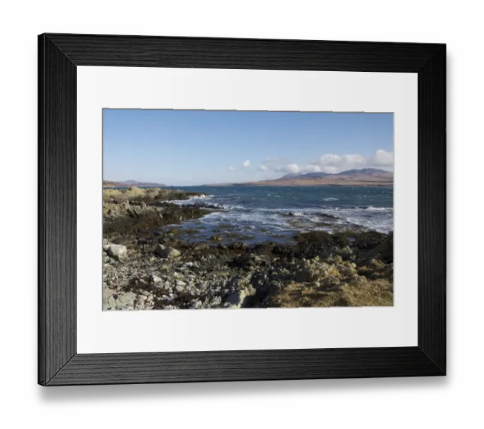 Framed Print : View of coastline, looking towards Jura, Islay Sound, Islay, Inner Hebrides, Scotland, March Framed Print : View of coastline, looking towards Jura, Islay Sound, Islay, Inner Hebrides, Scotland, March