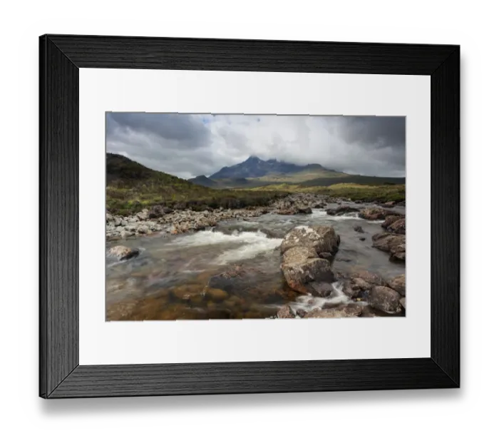 Framed Print : View of moorland river and mountains, Sgurr nan Gillean, Cuillin Mountains, Glen Sligachan, Isle of Skye Framed Print : View of moorland river and mountains, Sgurr nan Gillean, Cuillin Mountains, Glen Sligachan, Isle of Skye