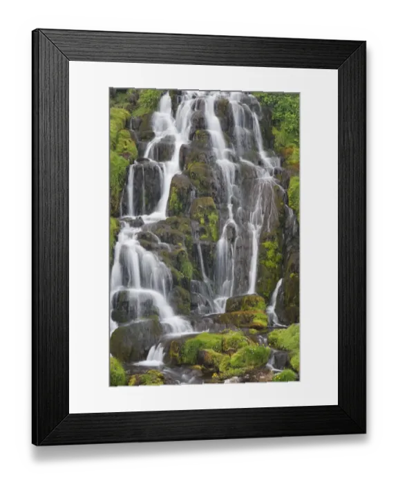 Framed Print : Waterfall and cascades flowing over rocks, Isle of Skye, Inner Hebrides, Scotland, June
