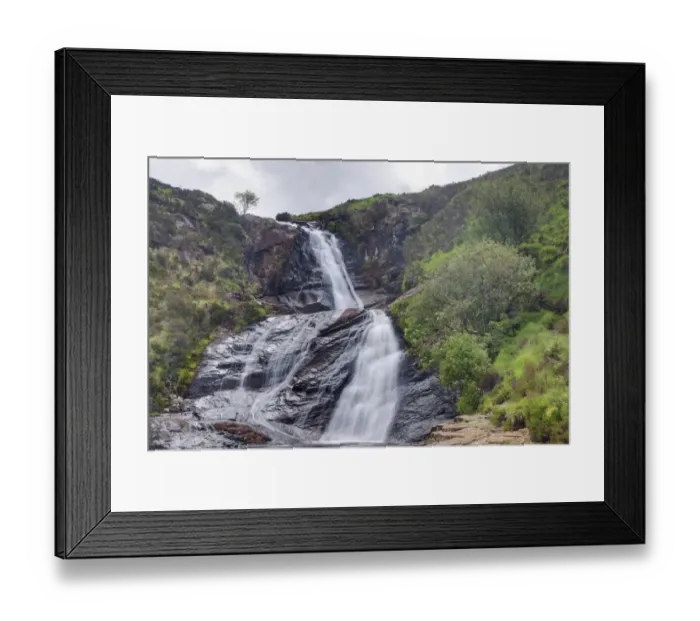 Framed Print : View of waterfall flowing over rocks, Isle of Skye, Inner Hebrides, Scotland, June