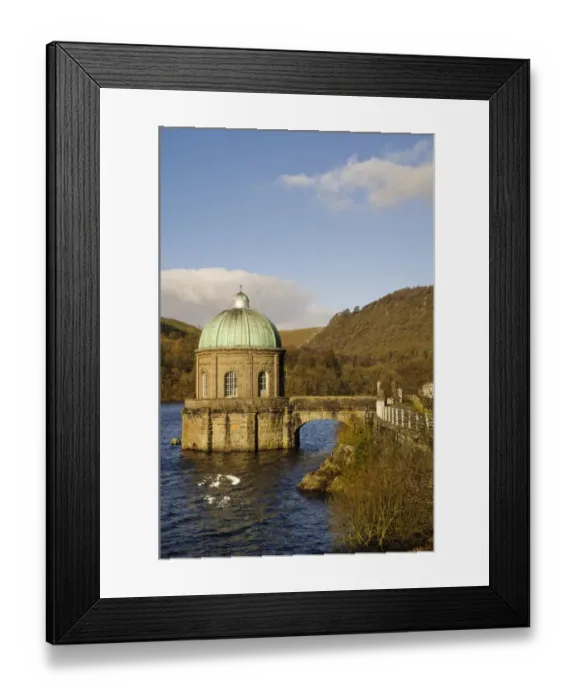 Framed Print : View of reservoir and building housing gravity-driven aqueduct, Foel Tower, Garreg Ddu Reservoir, Elan Valley Framed Print : View of reservoir and building housing gravity-driven aqueduct, Foel Tower, Garreg Ddu Reservoir, Elan Valley