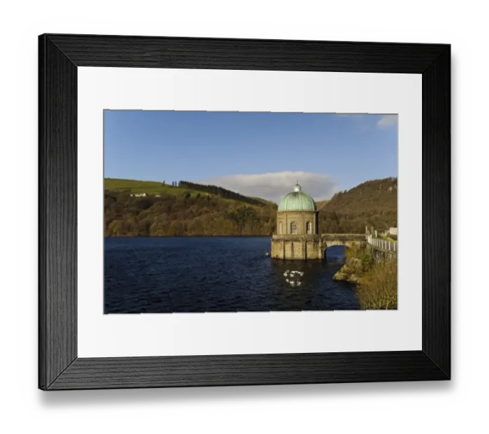 Framed Print : View of reservoir and building housing gravity-driven aqueduct, Foel Tower, Garreg Ddu Reservoir, Elan Valley Framed Print : View of reservoir and building housing gravity-driven aqueduct, Foel Tower, Garreg Ddu Reservoir, Elan Valley