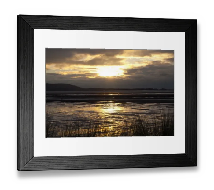 Framed Print : View across estuary at sunset, River Loughor, from Llanelli to Gower Peninsula, Carmarthenshire, Wales, January Framed Print : View across estuary at sunset, River Loughor, from Llanelli to Gower Peninsula, Carmarthenshire, Wales, January