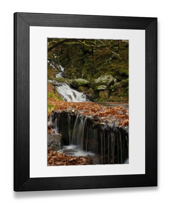 Framed Print : Waterfalls on stream Nant Dolfolau tumbling down hillside into Garreg Ddu Reservoir, Elan Valley, near Rhayader, Powys Framed Print : Waterfalls on stream Nant Dolfolau tumbling down hillside into Garreg Ddu Reservoir, Elan Valley, near Rhayader, Powys