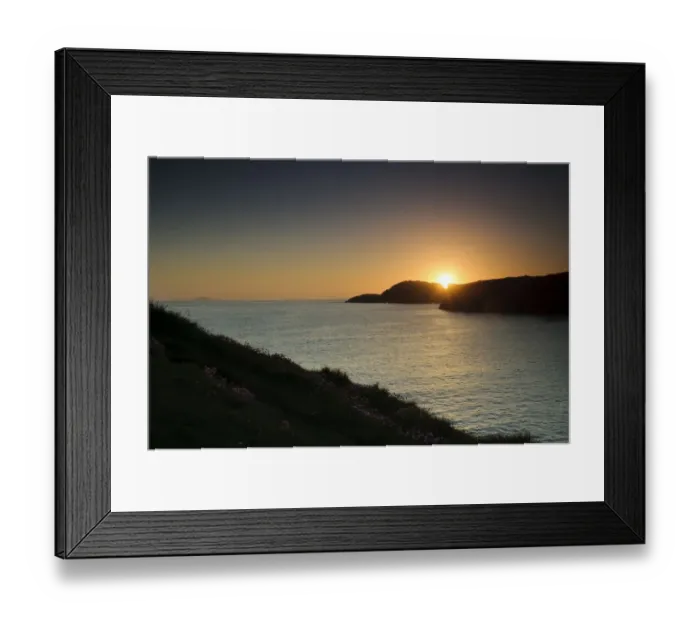 Framed Print : View from cliffs across Irish Sea at sunset, St. Davids Head, Pembrokeshire, Wales, May Framed Print : View from cliffs across Irish Sea at sunset, St. Davids Head, Pembrokeshire, Wales, May