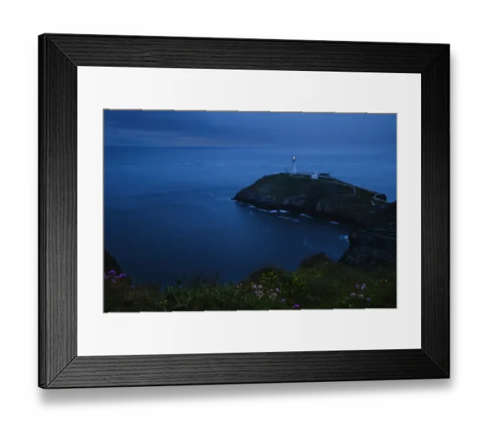 Framed Print : View of coastline and lighthouse at dusk, South Stack Lighthouse, Holyhead, Holy Island Framed Print : View of coastline and lighthouse at dusk, South Stack Lighthouse, Holyhead, Holy Island