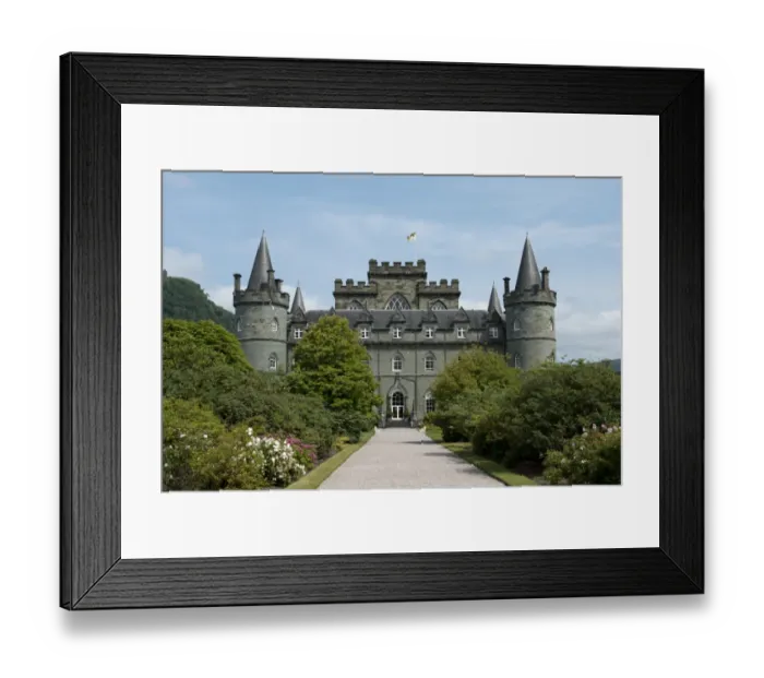 Framed Print : Pathway with flowerbeds leading to country house, Inveraray Castle, Inveraray, Trossachs, Argyll, Argyll and Bute Framed Print : Pathway with flowerbeds leading to country house, Inveraray Castle, Inveraray, Trossachs, Argyll, Argyll and Bute