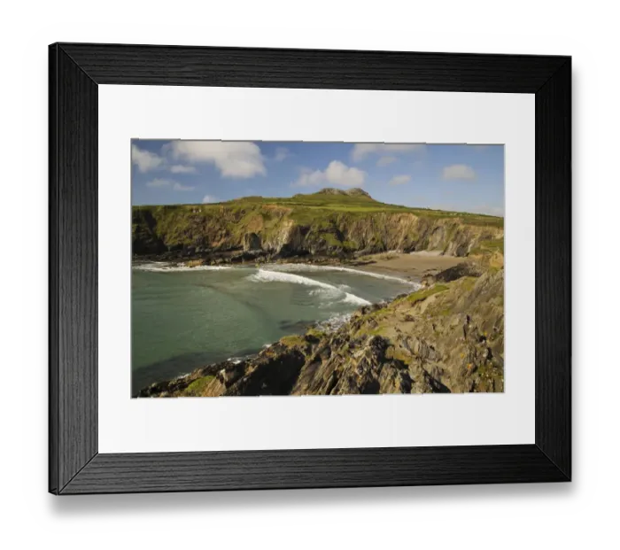Framed Print : View of cliffs and beach, St. Davids Head, Pembrokeshire, Wales, May Framed Print : View of cliffs and beach, St. Davids Head, Pembrokeshire, Wales, May