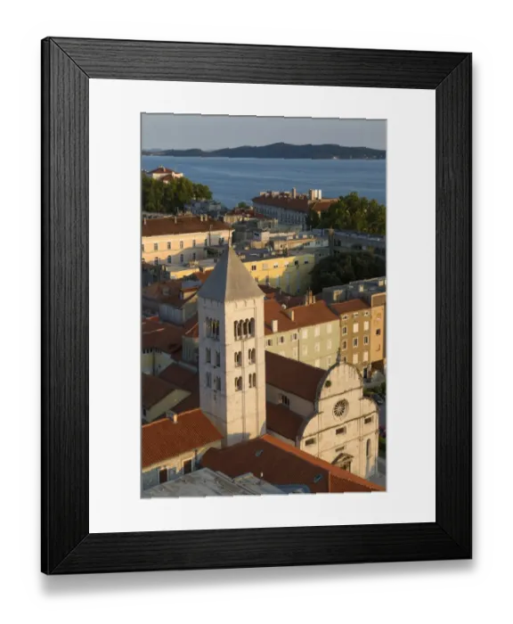 Framed Print : View of old town and Catholic church with Romanesque campanile, St. Marys Church, Zadar, Dalmatia, Adriatic Sea Framed Print : View of old town and Catholic church with Romanesque campanile, St. Marys Church, Zadar, Dalmatia, Adriatic Sea