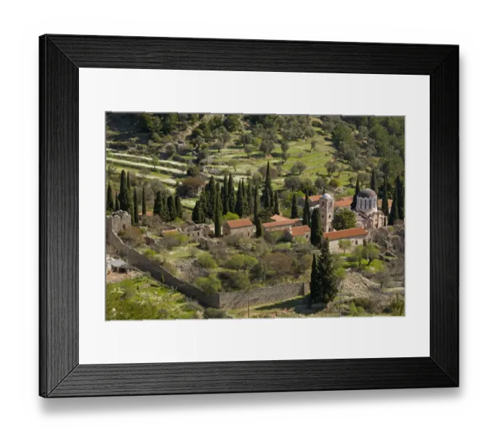 Framed Print : Ancient 11th century Byzantine monastery in mountains, Nea Moni, Chios, Greece, April Framed Print : Ancient 11th century Byzantine monastery in mountains, Nea Moni, Chios, Greece, April