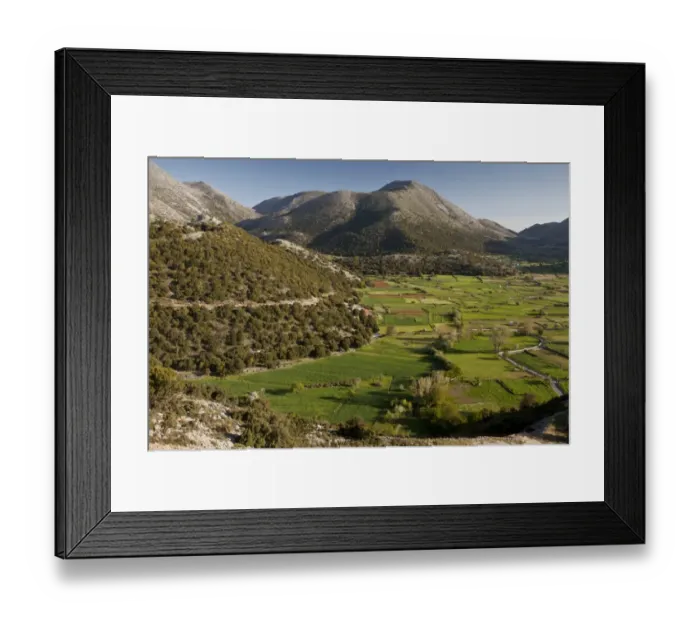 Framed Print : View of polje, inward-draining basin habitat, Askyfou Plateau, White Mountains, Crete, Greece, April Framed Print : View of polje, inward-draining basin habitat, Askyfou Plateau, White Mountains, Crete, Greece, April