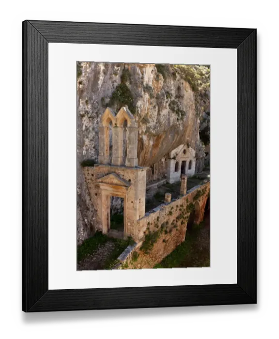 Framed Print : Catholic monastery and St. Johns Cliff, Akrotiri Peninsula, North Crete, Greece, April Framed Print : Catholic monastery and St. Johns Cliff, Akrotiri Peninsula, North Crete, Greece, April