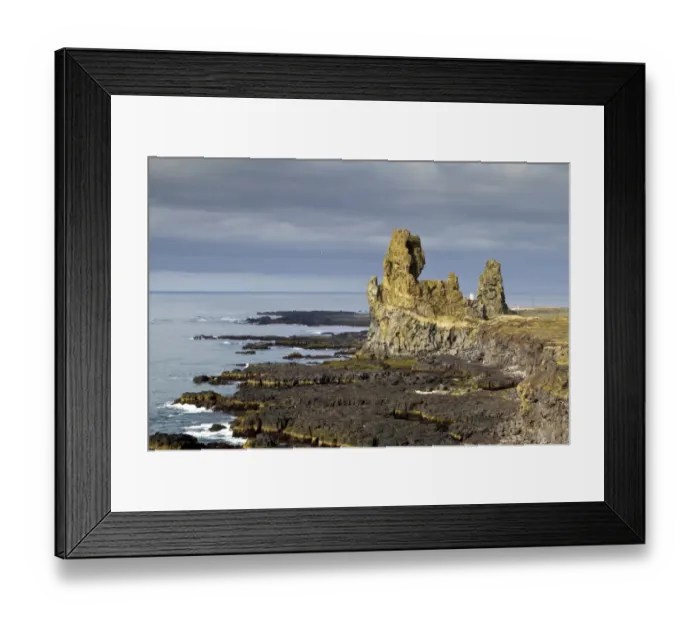 Framed Print : View of lava cliffs and coastline, near Hellnar, Snaefellsness Peninsula, Iceland, June Framed Print : View of lava cliffs and coastline, near Hellnar, Snaefellsness Peninsula, Iceland, June