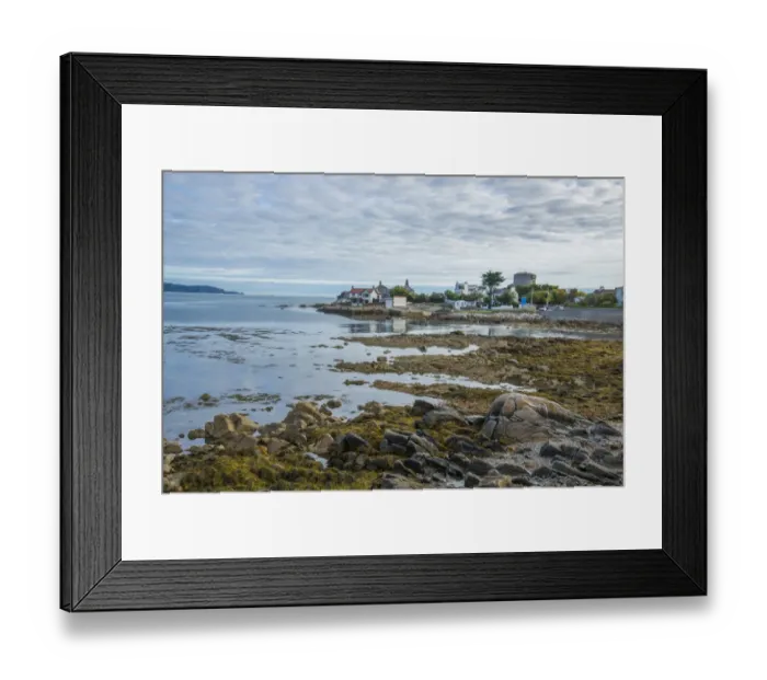 Framed Print : View of coastal promontory and Martello tower, James Joyce Tower and Museum, Forty Foot, Sandycove, Dublin Bay