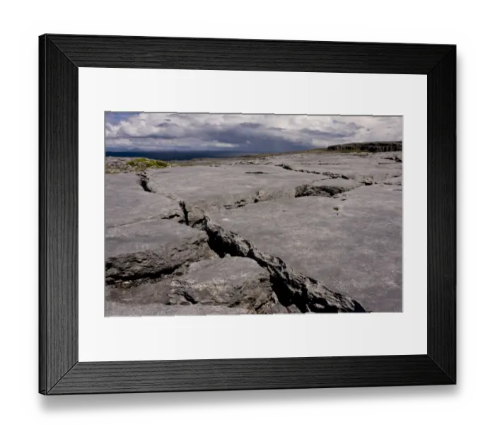 Framed Print : View of glaciated coastal limestone pavement, Poulsallagh, The Burren, County Clare, Ireland, May