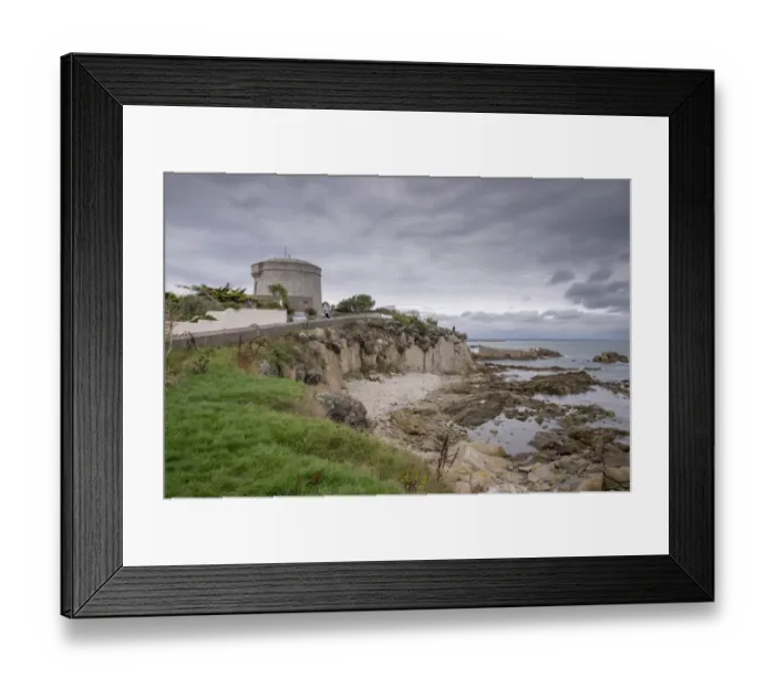 Framed Print : View of coastal promontory and Martello tower, James Joyce Tower and Museum, Forty Foot, Sandycove, Dublin Bay Framed Print : View of coastal promontory and Martello tower, James Joyce Tower and Museum, Forty Foot, Sandycove, Dublin Bay