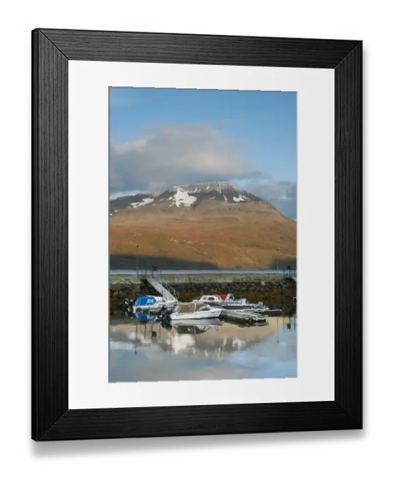 Framed Print : Boats moored in harbour at sunrise, Skibotn, Lyngen Fjord, Troms County, Lapland, North Norway, September Framed Print : Boats moored in harbour at sunrise, Skibotn, Lyngen Fjord, Troms County, Lapland, North Norway, September