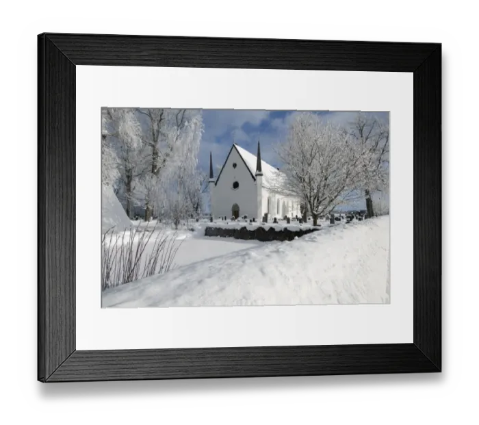 Framed Print : View of snow covered church and graveyard, Tierp, Uppsala County, Uppland, Sweden, february Framed Print : View of snow covered church and graveyard, Tierp, Uppsala County, Uppland, Sweden, february