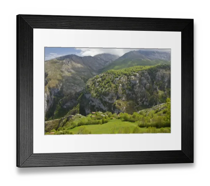 Framed Print : View of high pastures and barns (invernales), near Tresviso, Picos de Europa, Cantabrian Mountains, Spain, May Framed Print : View of high pastures and barns (invernales), near Tresviso, Picos de Europa, Cantabrian Mountains, Spain, May