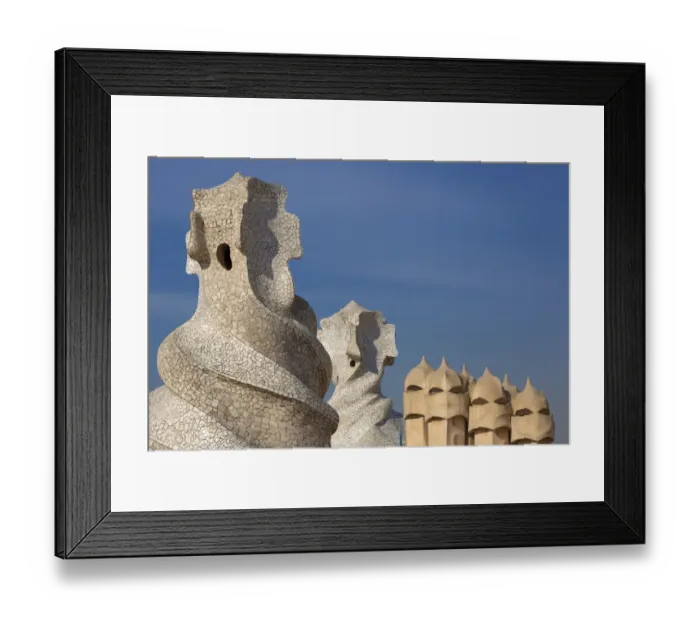 Framed Print : Sculptures on roof of building designed by architect Antoni Gaudi, Casa Mila, Barcelona, Catalonia, Spain, June Framed Print : Sculptures on roof of building designed by architect Antoni Gaudi, Casa Mila, Barcelona, Catalonia, Spain, June