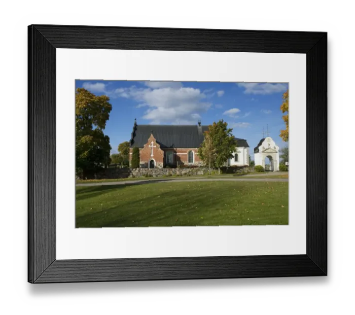 Framed Print : View of church, Osterlovsta, Uppsala County, Uppland, Sweden, october